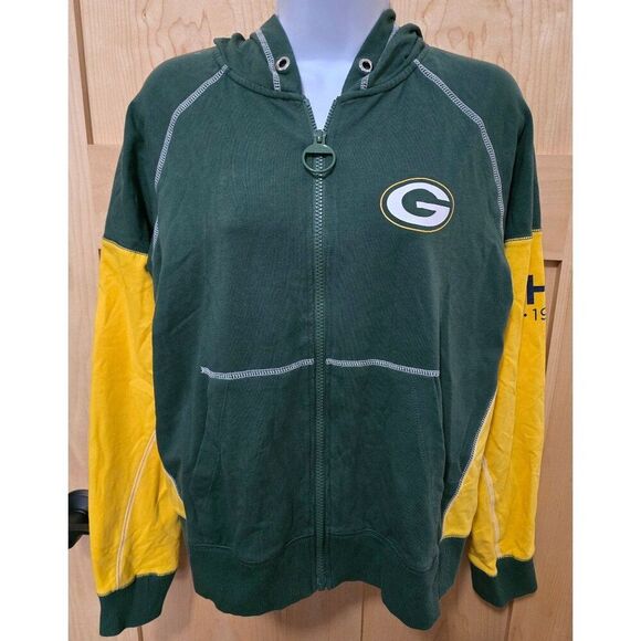 Tommy Hilfiger Packers 1985 Hoodie Jacket Green/Yellow Full Zip - Picture 1 of 9